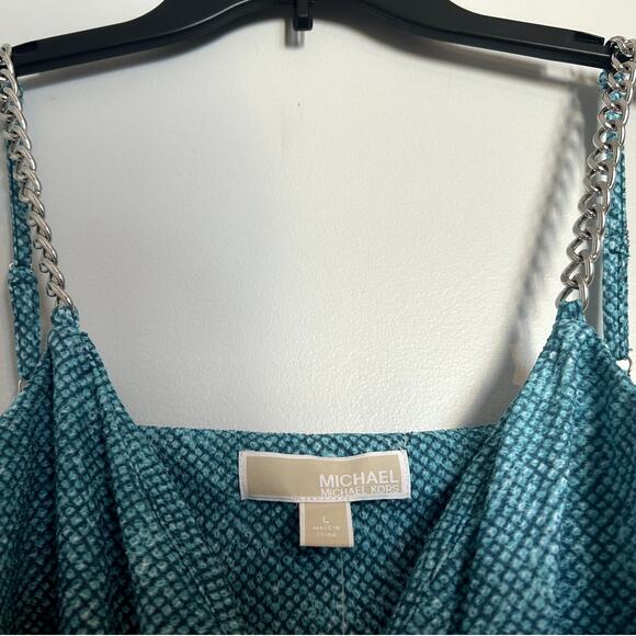 NWT Michael Kors Twist Chain Strap Camisole Dress, Blue, Women's Large - Picture 5 of 7